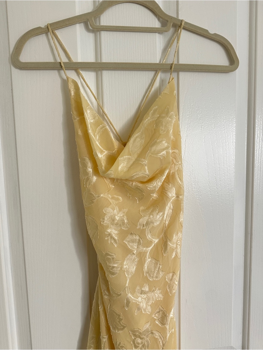 Princess Polly Pale Yellow Floral Satin Slip Maxi Dress - Picture 3 of 5